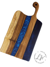 Load image into Gallery viewer, Custom Epoxy &amp; Wood Handled Charcuterie Board
